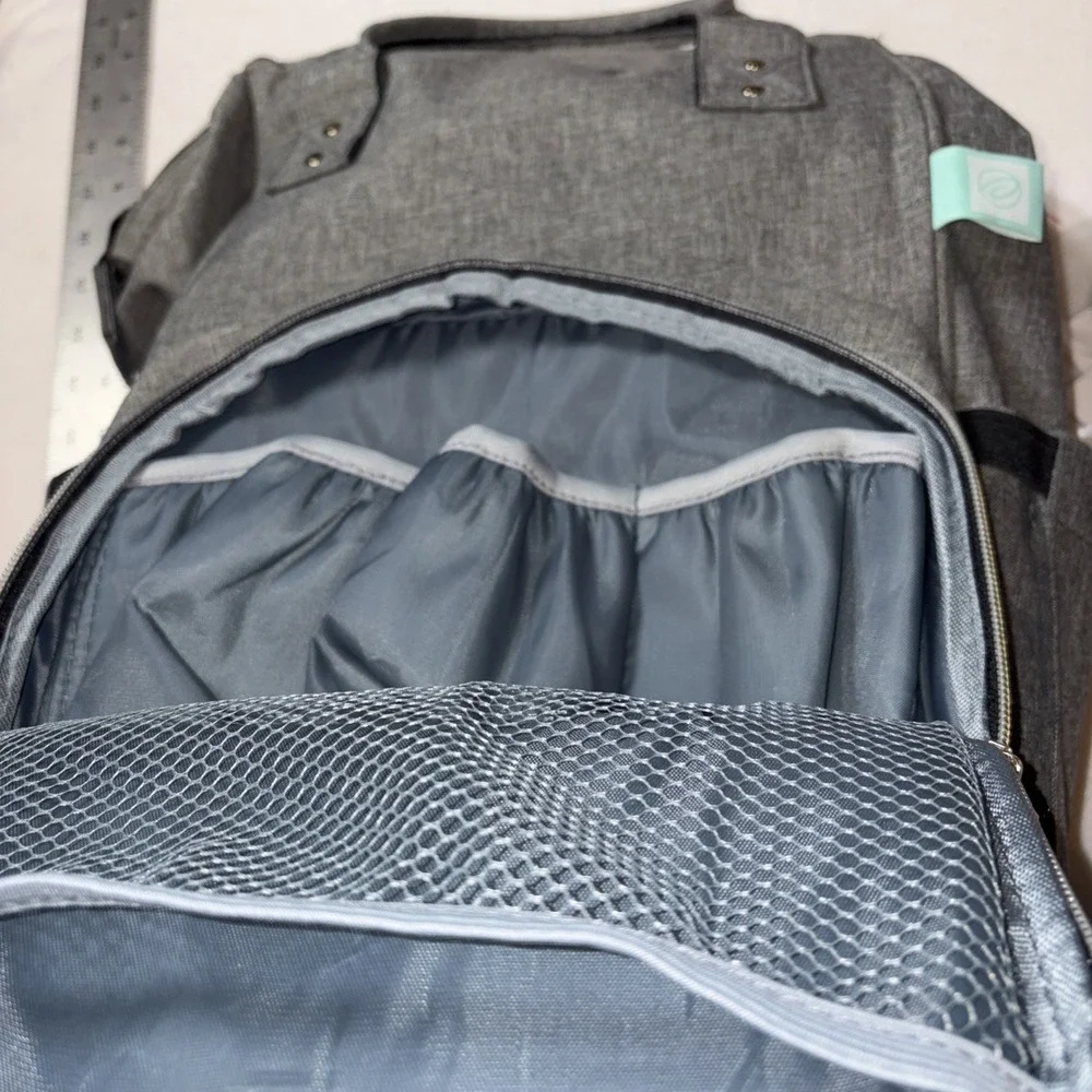 AFBP Grey Diaper Bag Breast Pump Insulated Backpack Pockets Multi-Function